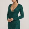 Mini-robe à col bénitier ornée Arlowe, vert sarcelle