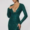 Mini-robe à col bénitier ornée Arlowe, vert sarcelle