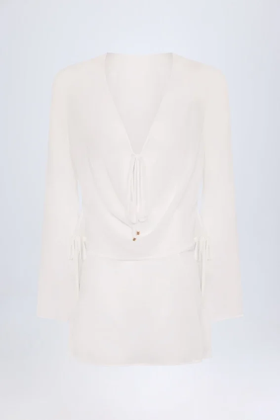Mini-robe à col bénitier Oualie en blanc Mini-robe à col bénitier Oualie en blanc
