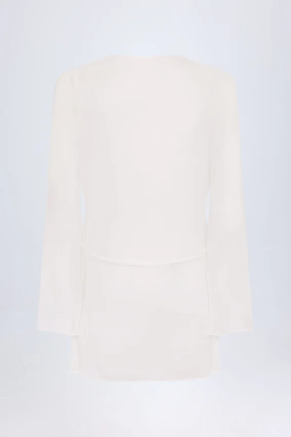 Mini-robe à col bénitier Oualie en blanc Mini-robe à col bénitier Oualie en blanc