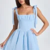 Mini-robe corset drapée Bellamy en bleu poudré Mini-robe corset drapée Bellamy en bleu poudré