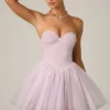 Mini-robe corset en tulle Dottie, couleur Lilas