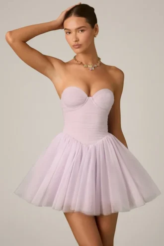 Mini-robe corset en tulle Dottie, couleur Lilas