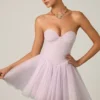 Mini-robe corset en tulle Dottie, couleur Lilas