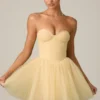 Mini-robe corset en tulle Dottie, jaune Mini-robe corset en tulle Dottie, jaune