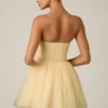 Mini-robe corset en tulle Dottie, jaune Mini-robe corset en tulle Dottie, jaune