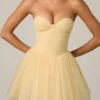 Mini-robe corset en tulle Dottie, jaune Mini-robe corset en tulle Dottie, jaune