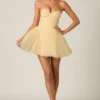 Mini-robe corset en tulle Dottie, jaune Mini-robe corset en tulle Dottie, jaune