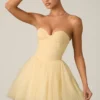Mini-robe corset en tulle Dottie, jaune Mini-robe corset en tulle Dottie, jaune