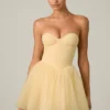Mini-robe corset en tulle Dottie, jaune Mini-robe corset en tulle Dottie, jaune
