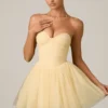 Mini-robe corset en tulle Dottie, jaune Mini-robe corset en tulle Dottie, jaune