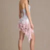 Mini-robe corset en tulle ornée Colette, rose pâle