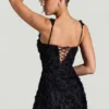 Mini-robe corset à encolure carrée et appliqués floraux Posy, en noir Mini-robe corset à encolure carrée et appliqués floraux Posy, en noir