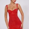 Mini-robe corset à encolure en cœur ornée Ines, couleur rouge feu Mini-robe corset à encolure en cœur ornée Ines, couleur rouge feu