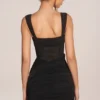 Mini-robe à corset et jupe drapée Miller, en noir