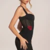Mini-robe à corset et jupe drapée Miller, en noir