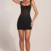 Mini-robe à corset et jupe drapée Miller, en noir
