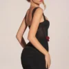 Mini-robe à corset et jupe drapée Miller, en noir