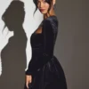 Mini-robe corset à manches longues en velours Tera, couleur noir jais Mini-robe corset à manches longues en velours Tera, couleur noir jais