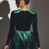 Mini-robe corset à manches longues en velours Tera, vert émeraude Mini-robe corset à manches longues en velours Tera, vert émeraude