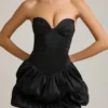 Mini-robe corset à ourlet bouffant en satin Laela, couleur noire Mini-robe corset à ourlet bouffant en satin Laela, couleur noire