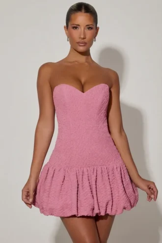 Mini-robe corset à ourlet bouffant et découpes Lavinia, rose poudré