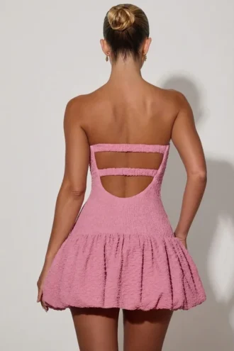Mini-robe corset à ourlet bouffant et découpes Lavinia, rose poudré