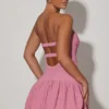 Mini-robe corset à ourlet bouffant et découpes Lavinia, rose poudré Mini-robe corset à ourlet bouffant et découpes Lavinia, rose poudré