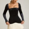 Mini-robe corset plissée à volants Darline en noir