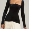 Mini-robe corset plissée à volants Darline en noir