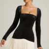 Mini-robe corset plissée à volants Darline en noir