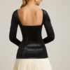 Mini-robe corset plissée à volants Darline en noir