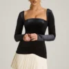 Mini-robe corset plissée à volants Darline en noir
