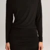 Mini-robe croisée à épaules dénudées Mira en modal noir Mini-robe croisée à épaules dénudées Mira en modal noir