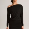 Mini-robe croisée à épaules dénudées Mira en modal noir Mini-robe croisée à épaules dénudées Mira en modal noir