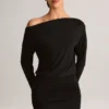 Mini-robe croisée à épaules dénudées Mira en modal noir Mini-robe croisée à épaules dénudées Mira en modal noir
