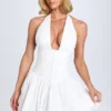 Mini-robe Jessalie à dos nu et plis creux, en blanc