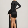 Mini-robe Karelyn à fronces et nœud, en noir Mini-robe Karelyn à fronces et nœud, en noir