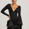 Mini-robe Karelyn à fronces et nœud, en noir Mini-robe Karelyn à fronces et nœud, en noir