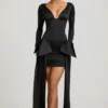 Mini-robe Karelyn à fronces et nœud, en noir Mini-robe Karelyn à fronces et nœud, en noir