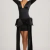 Mini-robe Karelyn à fronces et nœud, en noir Mini-robe Karelyn à fronces et nœud, en noir