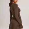 Mini-robe à manches longues Iskra en modal, couleur chocolat Mini-robe à manches longues Iskra en modal, couleur chocolat