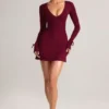 Mini-robe à manches longues Iskra en modal, couleur vin Mini-robe à manches longues Iskra en modal, couleur vin