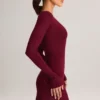 Mini-robe à manches longues Iskra en modal, couleur vin Mini-robe à manches longues Iskra en modal, couleur vin