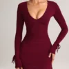 Mini-robe à manches longues Iskra en modal, couleur vin Mini-robe à manches longues Iskra en modal, couleur vin