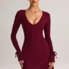 Mini-robe à manches longues Iskra en modal, couleur vin Mini-robe à manches longues Iskra en modal, couleur vin