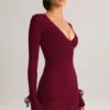 Mini-robe à manches longues Iskra en modal, couleur vin Mini-robe à manches longues Iskra en modal, couleur vin