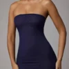 Mini-robe nuisette bandeau en maille transparente douce Intimates, couleur bleu marine Mini-robe nuisette bandeau en maille transparente douce Intimates, couleur bleu marine