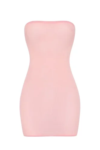 Mini-robe nuisette bandeau en maille transparente douce Intimates, couleur rose