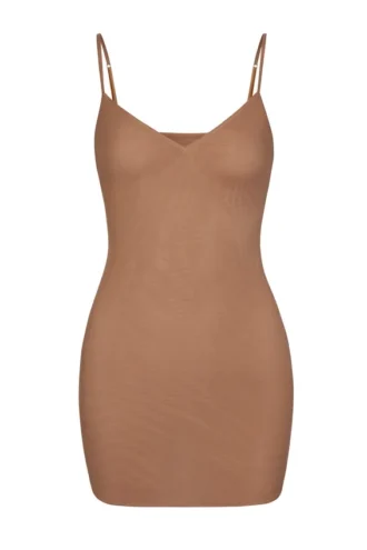 Mini-robe nuisette à col en V en maille douce Intimates, couleur miel